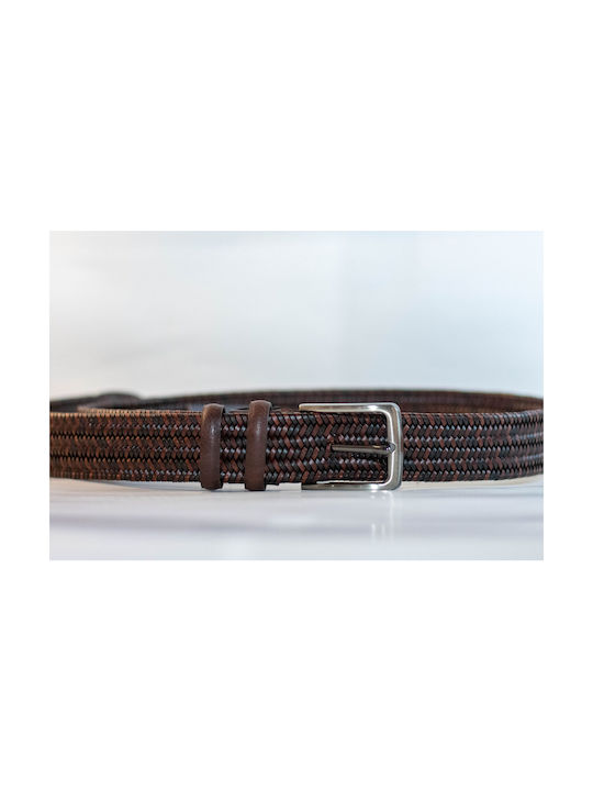 Gad Men's Knitted Leather Belt Tabac Brown