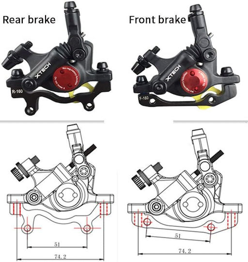 X-tech Brake Construction Accessory for Electric Scooter X-tech brake construction black with 120mm disk in Black Color SKT-XM0021