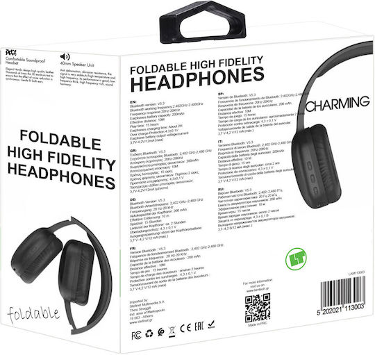 Lamtech LAM113003 Безжични Bluetooth Over Ear Слушалки с 15 часа Работа и Бързо Зареждане Черни