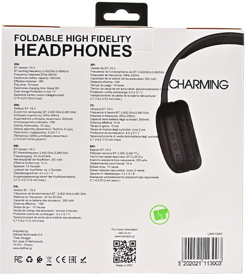 Lamtech LAM113003 Безжични Bluetooth Over Ear Слушалки с 15 часа Работа и Бързо Зареждане Черни