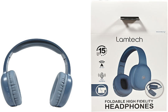 Lamtech LAM113034 Bluetooth Wireless Over Ear Headphones with 15 hours of Operation and Quick Charge Blue
