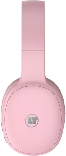 Lamtech LAM113010 Ασύρματα Bluetooth Over Ear Ακουστικά με 15 ώρες Λειτουργίας και Quick Charge Ροζ