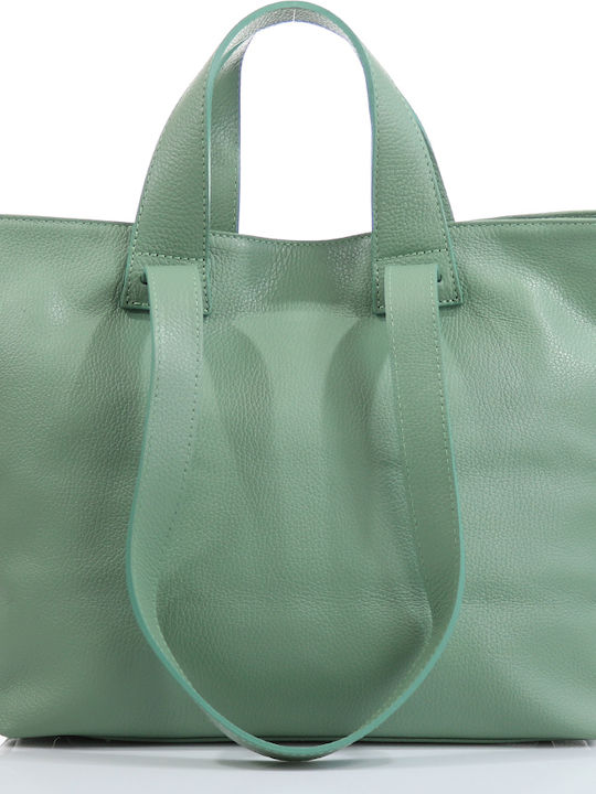 Passaggio Leather Leather Women's Bag Shopper Shoulder Green