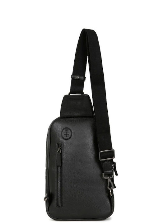 Leather Men's Sling Bag Black