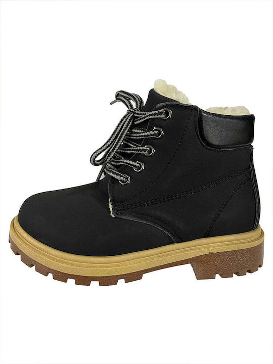 Ustyle Kids Military Boots with Zipper Black