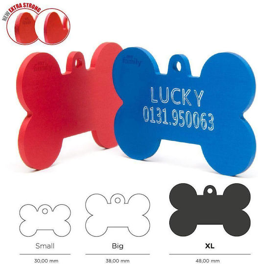 My Family Basic Dog ID Silver Metal XLarge Personalized