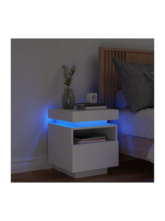 Wooden White Bedside Table 40x39x48.5cm