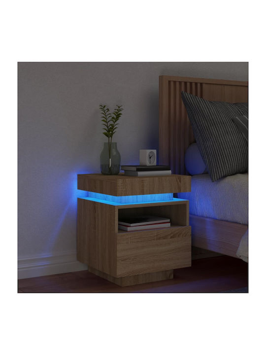 Wooden Sonoma Oak Bedside Table 40x39x48.5cm