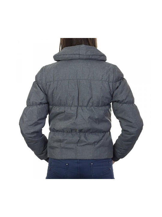 Reebok Women's Short Puffer Jacket for Winter with Hood Gray