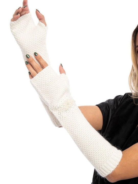 E-shopping Avenue Λευκά Γυναικεία Γάντια με Κομμένα Δάχτυλα