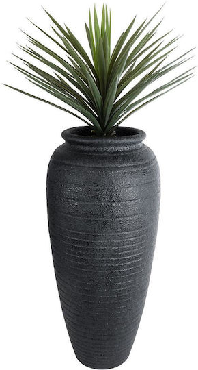 GloboStar Olympia Übertopf Polyester Schwarz mit Gestell 55x55x120εκ.