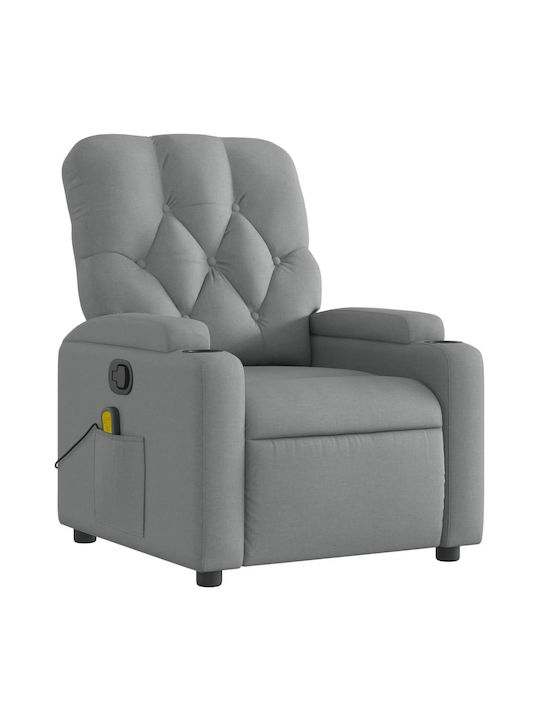 Relax Armchair Massage with Footstool Light Grey 74x86.5x93.5cm