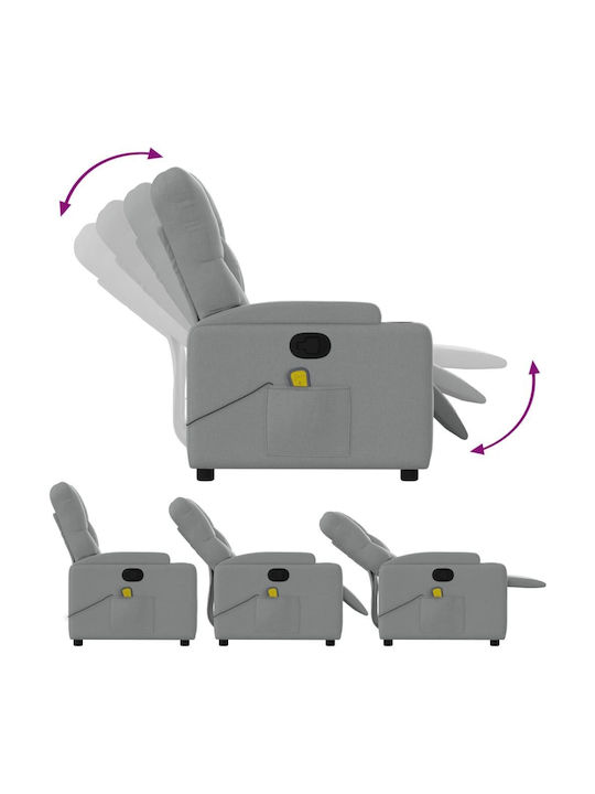 Relax Armchair Massage with Footstool Light Grey 74x86.5x93.5cm