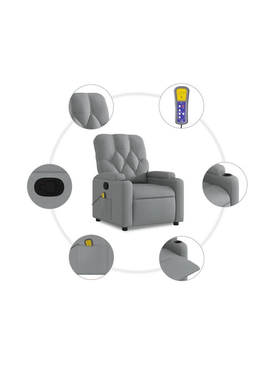 Relax Armchair Massage with Footstool Light Grey 74x86.5x93.5cm
