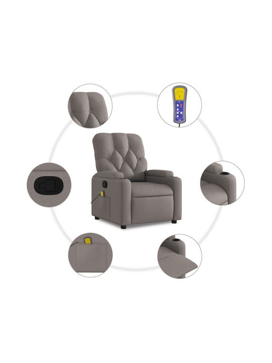 Fotoliu Relax Masaj cu Puf Taupe 74x86.5x93.5cm