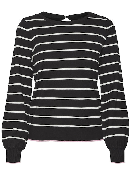 Vero Moda Women's Long Sleeve Pullover Cotton Striped Black (Black)