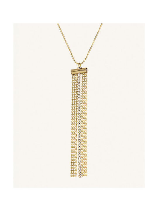 StanStefan Μolly Necklace from Gold Plated Steel with Zircon