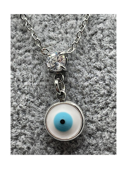 Necklace Talisman Eye from Steel with Zircon