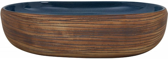 vidaXL Deasupra Blatului Chiuvetă Ceramică 59x40x14cm Brown and Blue