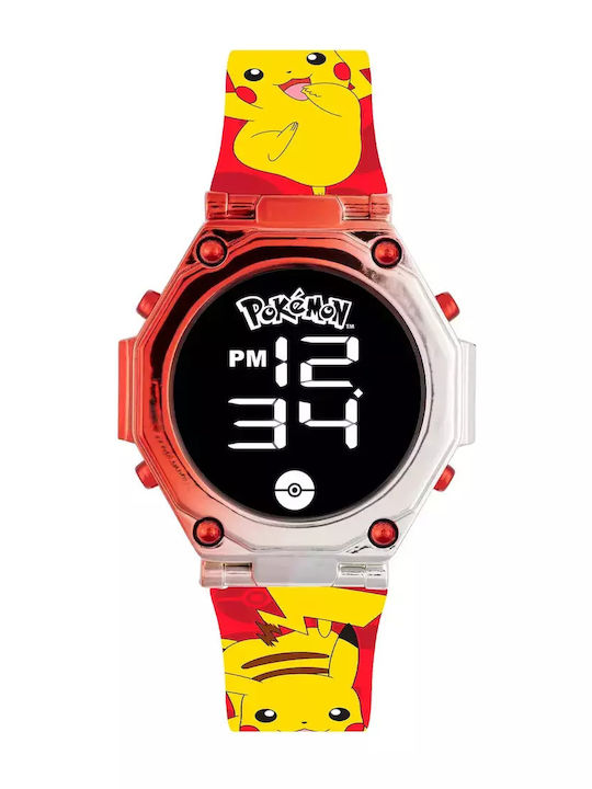 Disney Ceas digital pentru copii Pokemon cu curea din cauciuc/plastic Roșu