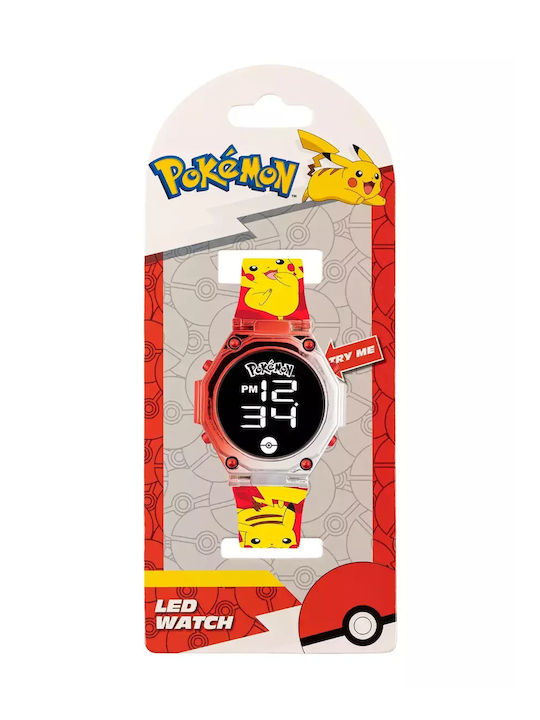 Disney Ceas digital pentru copii Pokemon cu curea din cauciuc/plastic Roșu