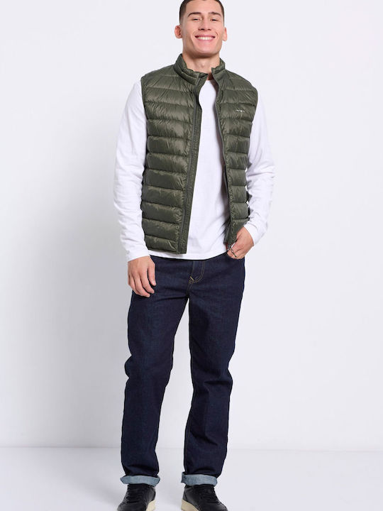 Sleeveless Winter Jacket Puffer Khaki