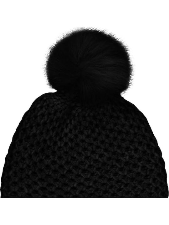Pom Pom Beanie Beanie Knitted in Black color