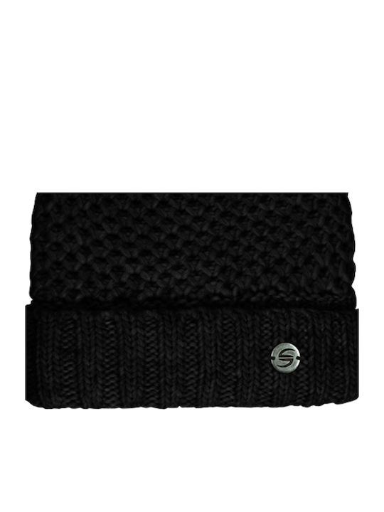 Pom Pom Beanie Beanie Knitted in Black color
