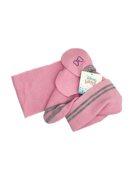 Gift-Me Kids Beanie Set with Scarf & Gloves Knitted Pink