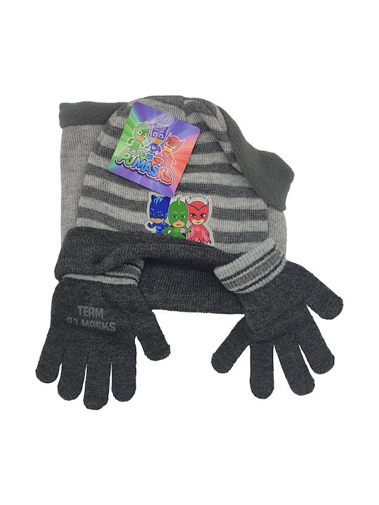 Gift-Me Σετ Παιδικό Σκουφάκι με Κασκόλ & Γάντια Πλεκτό Γκρι