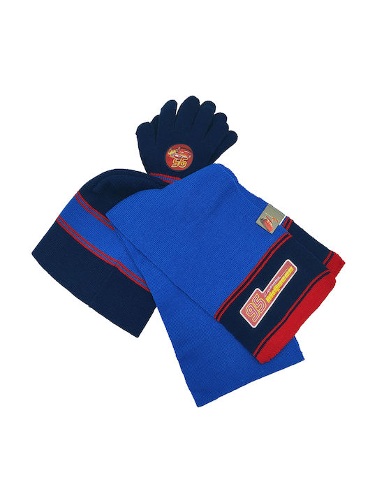 Gift-Me Σετ Παιδικό Σκουφάκι με Κασκόλ & Γάντια Πλεκτό Μπλε