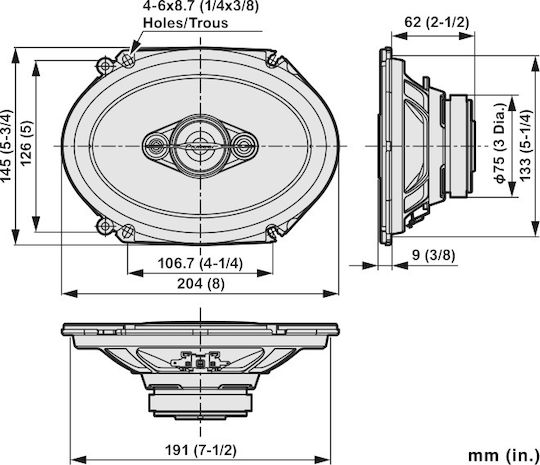 Pioneer Set Auto-Lautsprecher TSA6881F 6x8" mit 80W RMS (4 Weg)