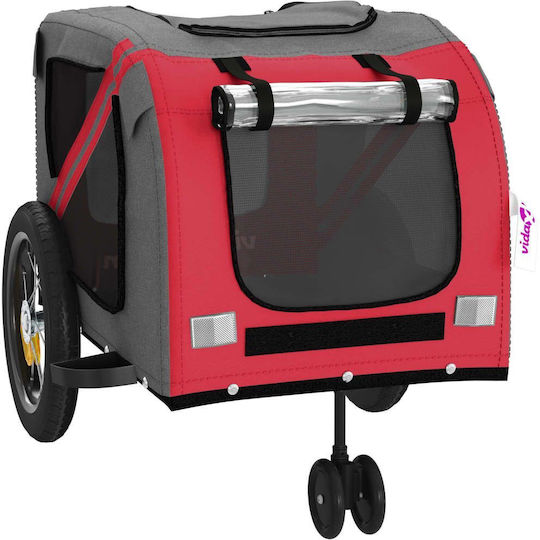 vidaXL Remorcă bicicletă pentru transport câine până la 30kg Roșu M122xL53xA52cm.