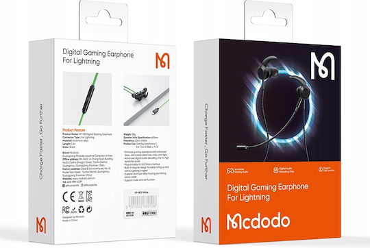 Mcdodo HP-1350 În ureche Handsfree cu două căști cu mufă Lightning Negru