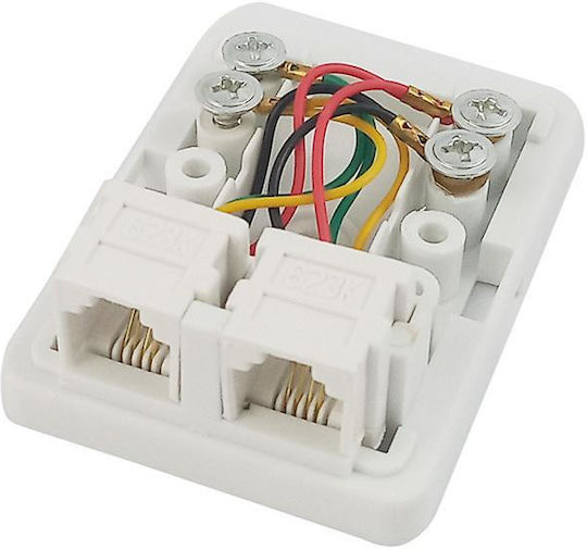 KAL Electronics Πρίζα Τηλεφώνου με Πλαίσιο Διπλή SM123
