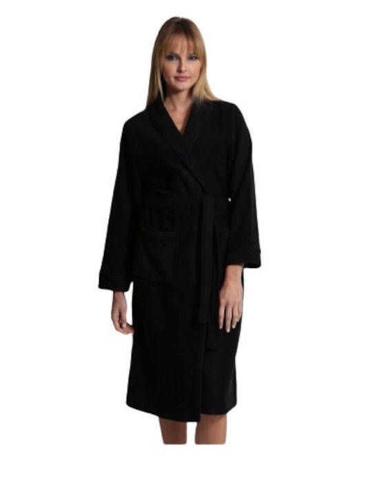 Relax Lingerie Winter Damen Baumwolle Robe Schwarz