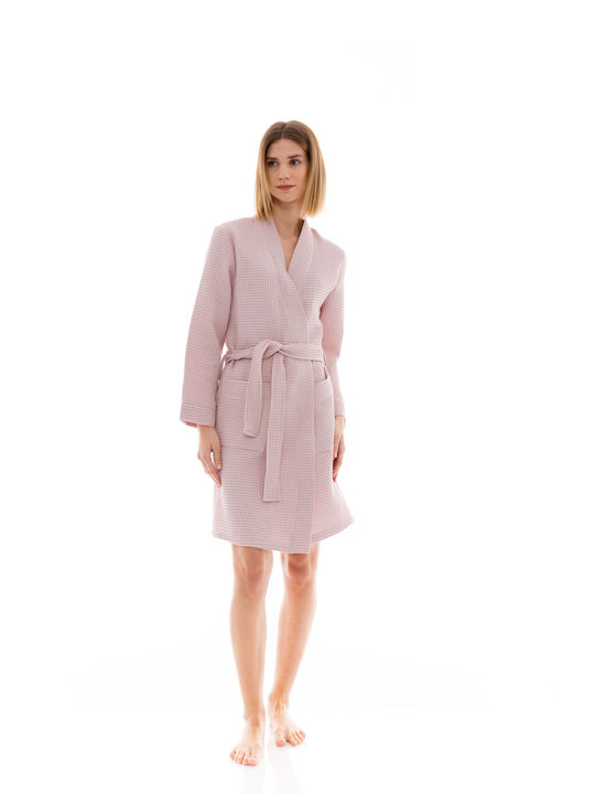 Pink Label Winter Damen Baumwolle Robe Rosa