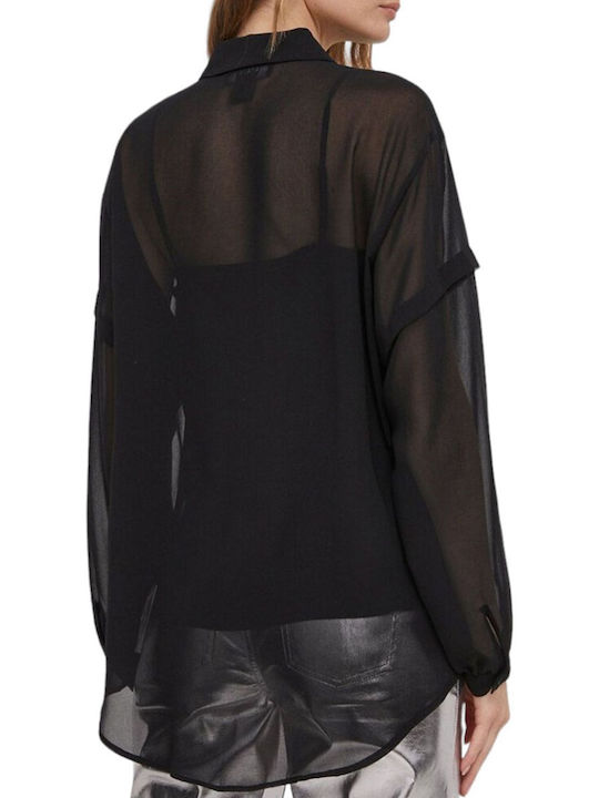 DKNY Langärmelig Damen Hemd Schwarz