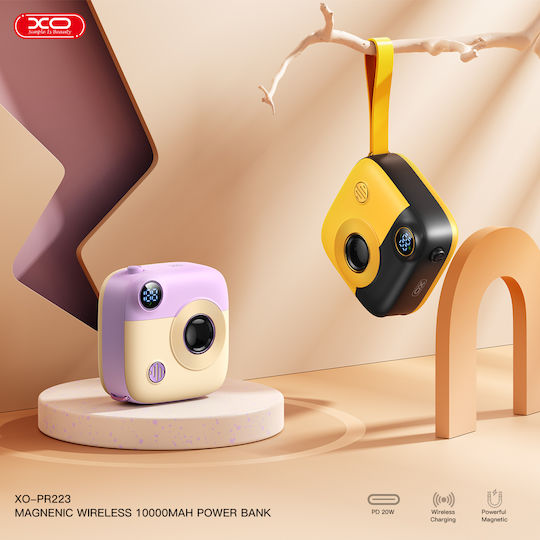 XO PR223 Power Bank 10000mAh 5W with USB-C Port Black & Yellow