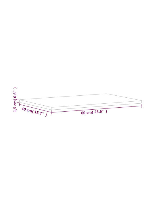 vidaXL Rechteckig Tischoberfläche aus Massivholz Beech 60x40x1.5cm 3188880 1Stück