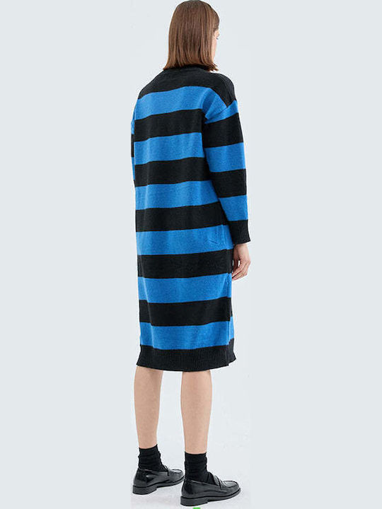 Rochie Midi Tricotată Cu Dungi