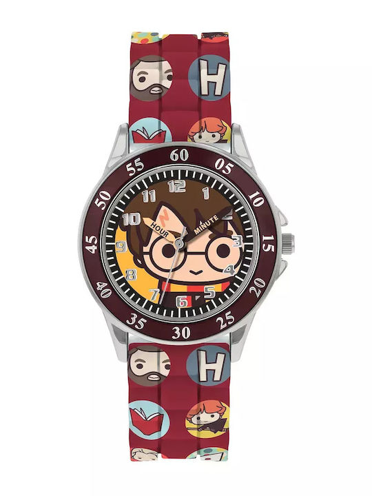 Disney Kids Analog Watch Harry Potter with Rubber/Plastic Strap Burgundy