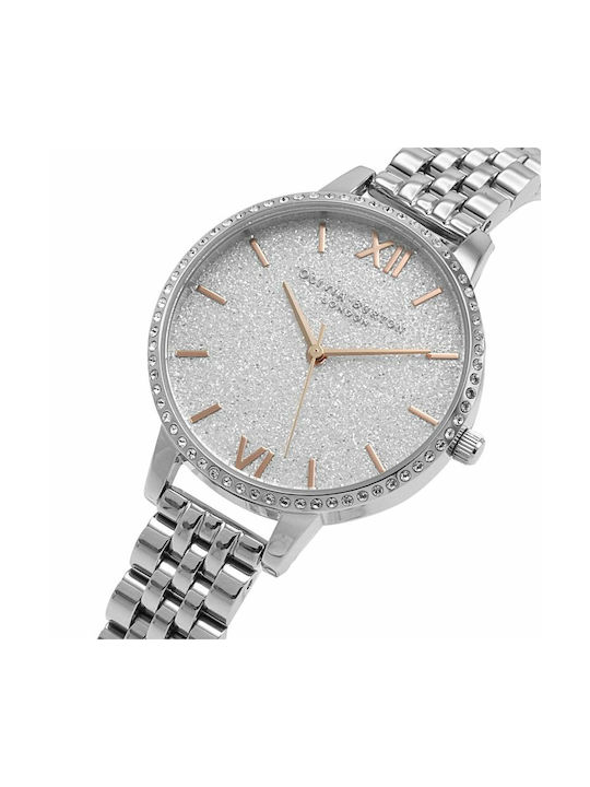 Olivia Burton Γυναικείο Ρολόι 34mm Μπαταρίας με Ασημί Μεταλλικό Μπρασελέ