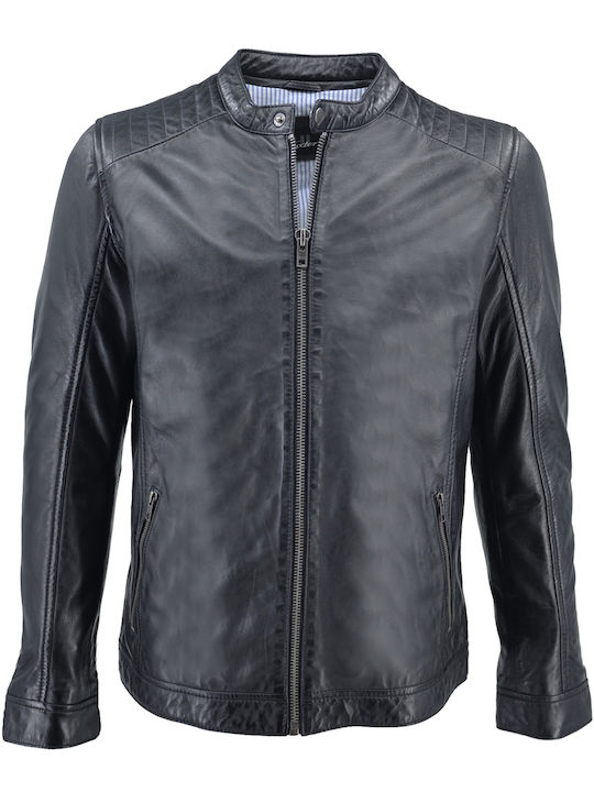 Δερμάτινα 100 Men's Winter Leather Jacket Black (Black)