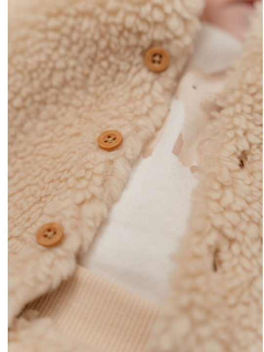 Kids' Casual Jacket with Hood Beige Teddy Baby Bunny Sand
