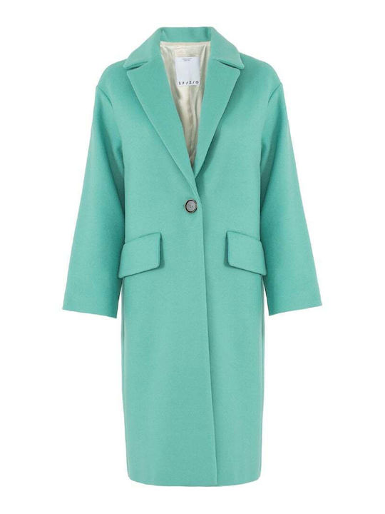 Women's Green Coat with Buttons