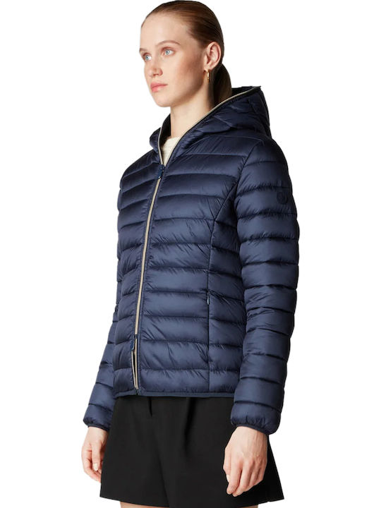 'alexis' Women's Short Puffer Jacket for Winter Blue black (90010)