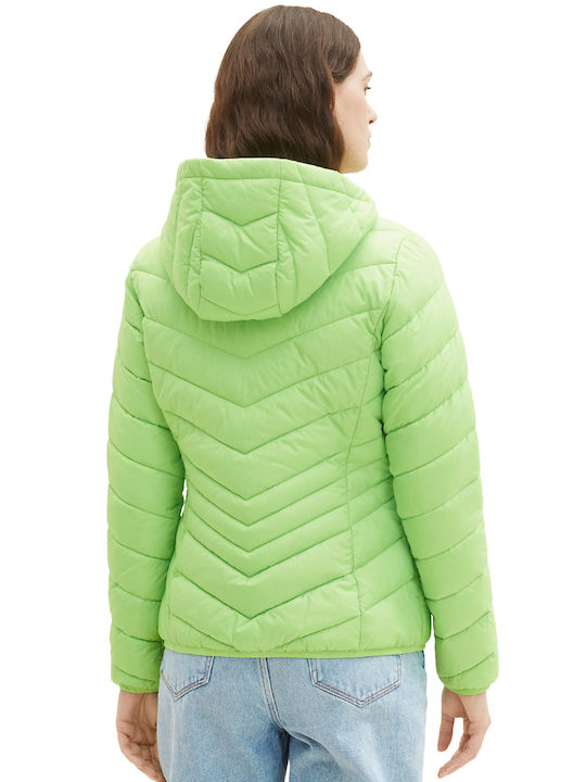 Tom Tailor Women's Short Puffer Jacket for Winter Liquid Lime Green