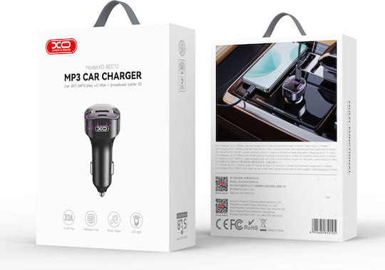 XO FM Transmitter Αυτοκινήτου BCC12 με Bluetooth / USB