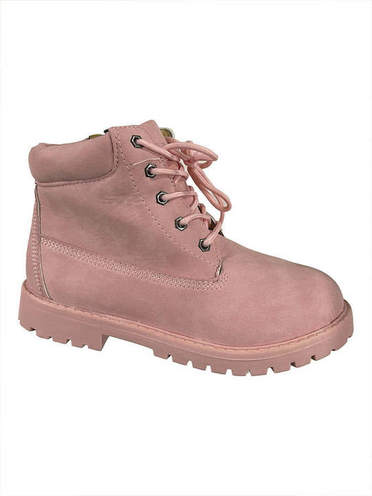 Ustyle Kids Military Boots with Zipper Pink